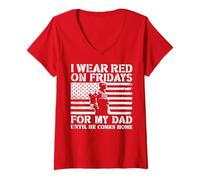 Women's I Wear Red On Fridays for My Dad Until He Comes Home V-Neck T-Shirt