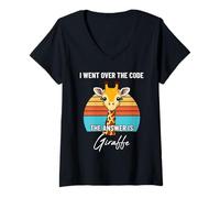 Womens I Went Over The Code Answer is Giraffe Cute Game Programmer V-Neck T-Shirt