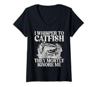 Womens I Whisper to Catfish They Mostly Ignore Me Catfish V-Neck T-Shirt
