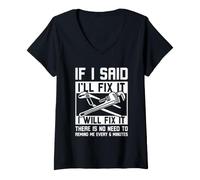 Women's I Will Fix It Plumber Plumbing Pipe Fitter V-Neck T-Shirt