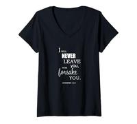 Womens I Will Never Leave You Nor Forsake You Hebrews 13 5 V-Neck T-Shirt