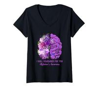 Womens I Will Remember for You Brain Alzheimer's Awareness Purple V-Neck T-Shirt