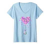 Womens I Will Remember For You Purple Ribbon Alzheimer Elephant V-Neck T-Shirt