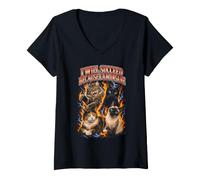 Women's I Will Succeed Because I Am Insane Cat Fire Collage Meme V-Neck T-Shirt