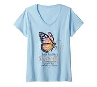 Womens I Wish I Could Be A Butterfly So I could Disappear Funny V-Neck T-Shirt
