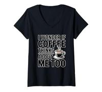 Women's I Wonder If Coffee Thinks About Me Too V-Neck T-Shirt