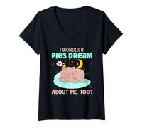 Womens I Wonder If Pigs Dream About Me Too? V-Neck T-Shirt