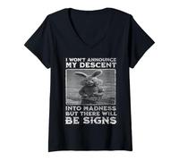 Womens I Won't Announce My Descent Into Madness Rabbit Funny Tee V-Neck T-Shirt