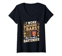 Women's I Work Behind Bars But I'm Not A Bartender CO V-Neck T-Shirt