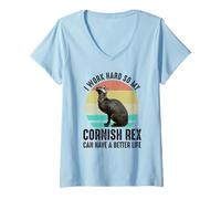 Women's I Work Hard So My Cornish Rex Can Have A Better Life V-Neck T-Shirt