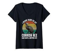 Women's I Work Hard So My Cornish Rex Can Have A Better Life V-Neck T-Shirt