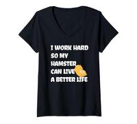 Women's I Work Hard So My Hamster Can Live A Better Life V-Neck T-Shirt