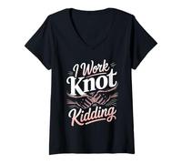 Women's I Work Knot Kidding Massage Therapist V-Neck T-Shirt
