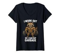 Womens I Work Out So I Can Eat Garbage V-Neck T-Shirt