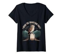 Womens I Work The Graveyard Shift Night Noctural Worker |- V-Neck T-Shirt