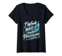 Women's I Work Well Under Pressure Scuba Diver Ocean V-Neck T-Shirt