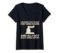 Women's I Worked that Pileup for Three Hours Funny Ham Radio V-Neck T-Shirt