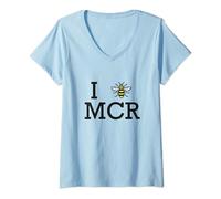 Womens I Worker Bee Manchester. I love Manchester V-Neck T-Shirt