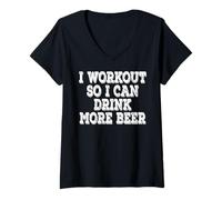 Women's I Workout So I Can Drink More Beer - Drinking V-Neck T-Shirt