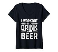 Womens I Workout So I Can Drink More Beer V-Neck T-Shirt