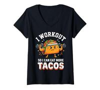 Women's I Workout So I Can Eat More Tacos V-Neck T-Shirt