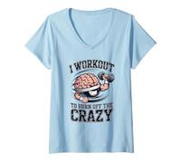 Women's I Workout to Burn Off The Crazy Funny Gym Brain Design V-Neck T-Shirt