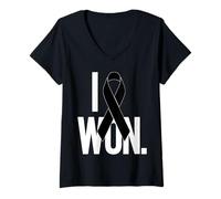 Women's I Worn Black Ribbon Melanoma Awareness V-Neck T-Shirt