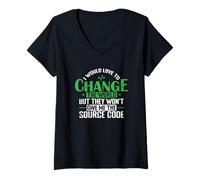 Women's I Would Love to Change The World with Source Code V-Neck T-Shirt