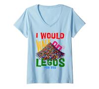Womens I would walk on legos for you that's how much i care V-Neck T-Shirt