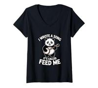 Women's I Wrote A Song It's Called Feed Me Panda V-Neck T-Shirt