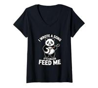 Women's I Wrote A Song It's Called Feed Me Panda V-Neck T-Shirt
