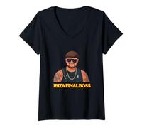 Womens Ibiza Final Boss Funny Meme Club Star Spain UK V-Neck T-Shirt