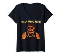 Womens Ibiza Final Boss Funny Viral Meme Club Partying Summer V-Neck T-Shirt