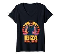 Womens Ibiza Final Boss Meme Club Partying Vintage V-Neck T-Shirt