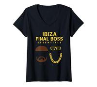 Womens Ibiza Final Boss Party Legend Rave & Festival Essentials V-Neck T-Shirt
