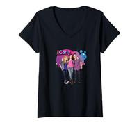 Womens iCarly Cast Bubble Carly, Sam, and Freddie V-Neck T-Shirt