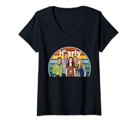 Womens iCarly Rainbow Arc with Carly, Sam, Freddie, and Spencer V-Neck T-Shirt
