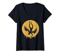 Women's Icarus Falling Sun Silhouette Greek Mythology Minimalist V-Neck T-Shirt