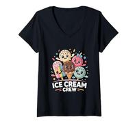 Womens Ice Cream Crew Cute Kawaii Dessert Friends V-Neck T-Shirt