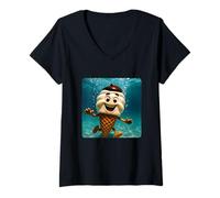 Womens Ice Cream Diving Underwater Ocean Diver Swimming Summer V-Neck T-Shirt