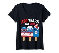 Women's Ice Cream USA 250th Anniversary 1776-2026 America Patriotic V-Neck T-Shirt