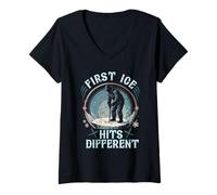 Women's Ice Fishing First Ice Hits Different V-Neck T-Shirt