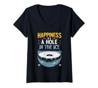 Women's Ice Fishing Happiness is A Hole in The Ice V-Neck T-Shirt