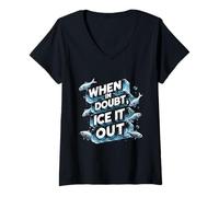 Women's Ice Fishing When in Doubt Ice It Out V-Neck T-Shirt