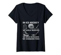 Womens ICE HOCKEY ARMOR GEAR UP LIKE A GLADIATOR ON BLADES Novelty. V-Neck T-Shirt