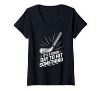 Womens Ice Hockey ITS A Good Day to HIT Something V-Neck T-Shirt