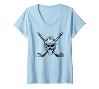 Womens Ice Hockey Player Art V-Neck T-Shirt