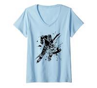 Womens Ice Hockey Player Art V-Neck T-Shirt