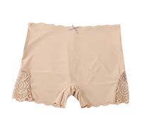Women's Ice Silk Boyshort Underwear Lace Smooth Underpants Cute Panties Soft Seamless Cheeky Bikini Panties Boxers High Waisted Full Coverage Hipsters Briefs Butt Lifting Beige