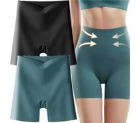 Women's Ice Silk High Waisted Underwear with Tummy Control,Hip Lift Ultra Thin Trace Panties,Seamless High Waist Two in One Panties (2PCS-D,XXL(70-80kg)), 2-piece set